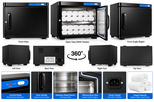 Professional Hot Towel Warmer Cabinet – Black for Spa, Clinic & Salon 23 Liter