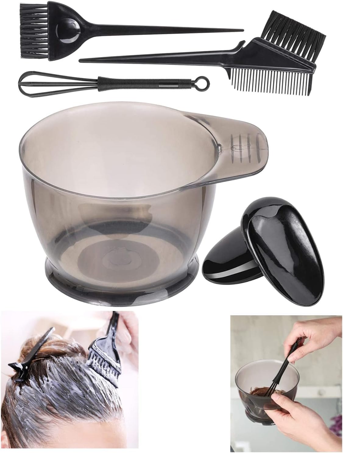 Hair Dye Coloring Kit with Hair Color Bowl Hair Dyeing Brush Hair Coloring black
