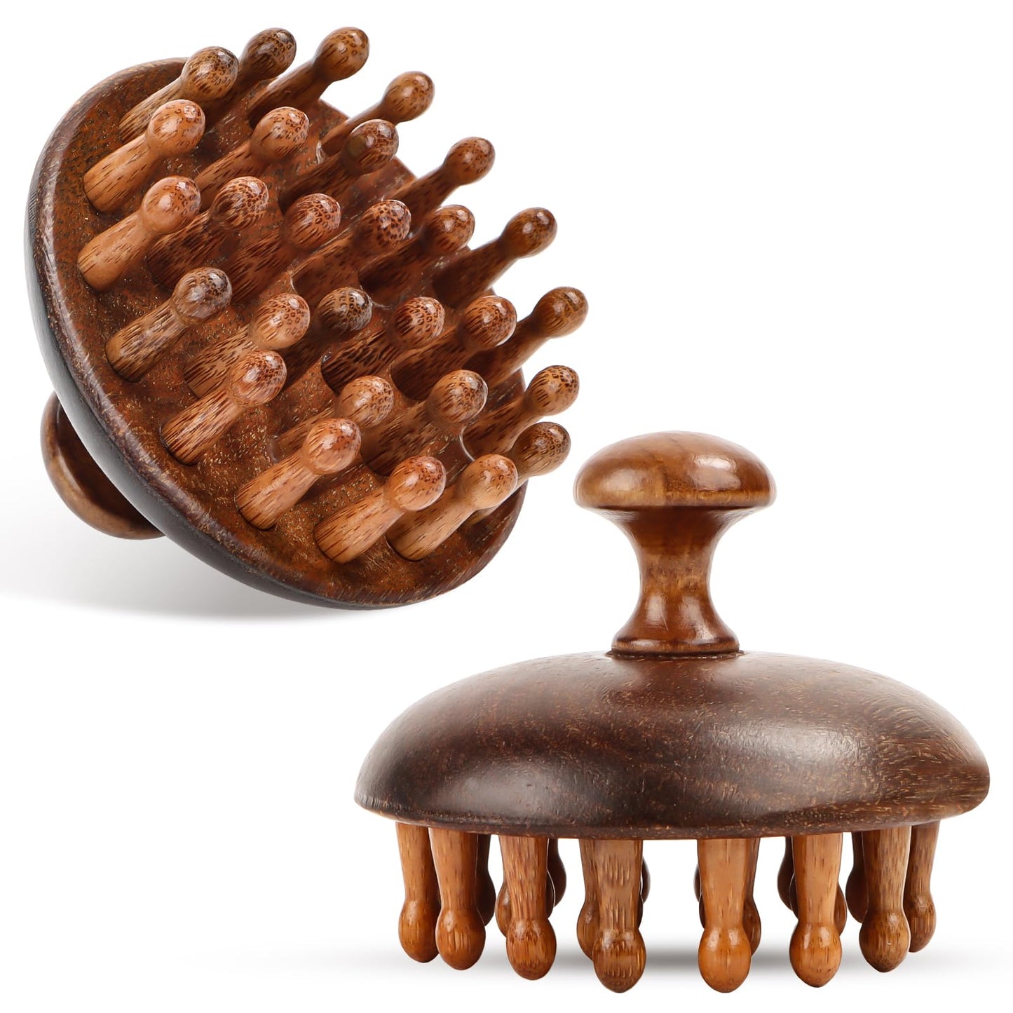 Bamboo Sandalwood Hair Comb, Wooden Head Scalp Massager
