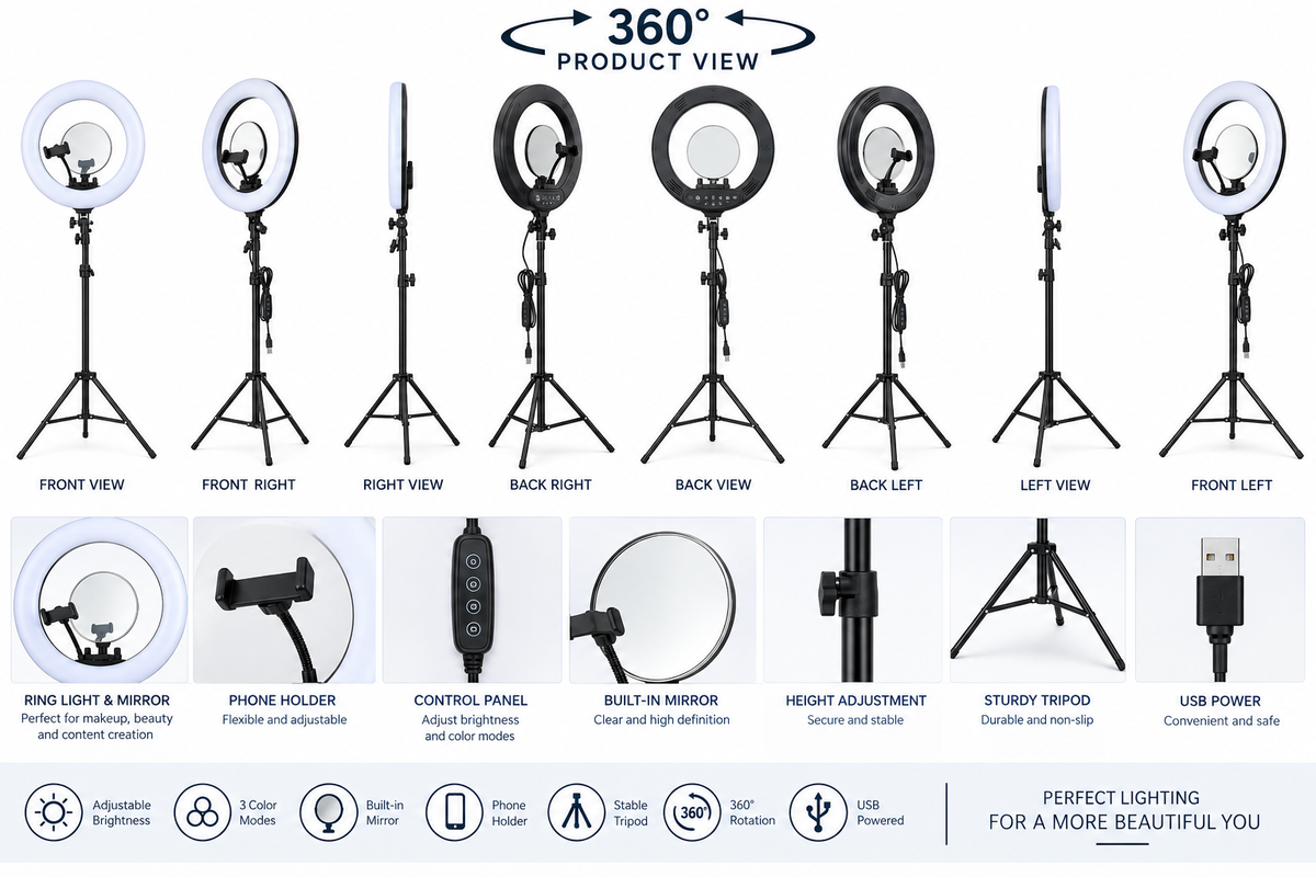 Professional LED Magnifying Lamp with Stand for Salon & Spa