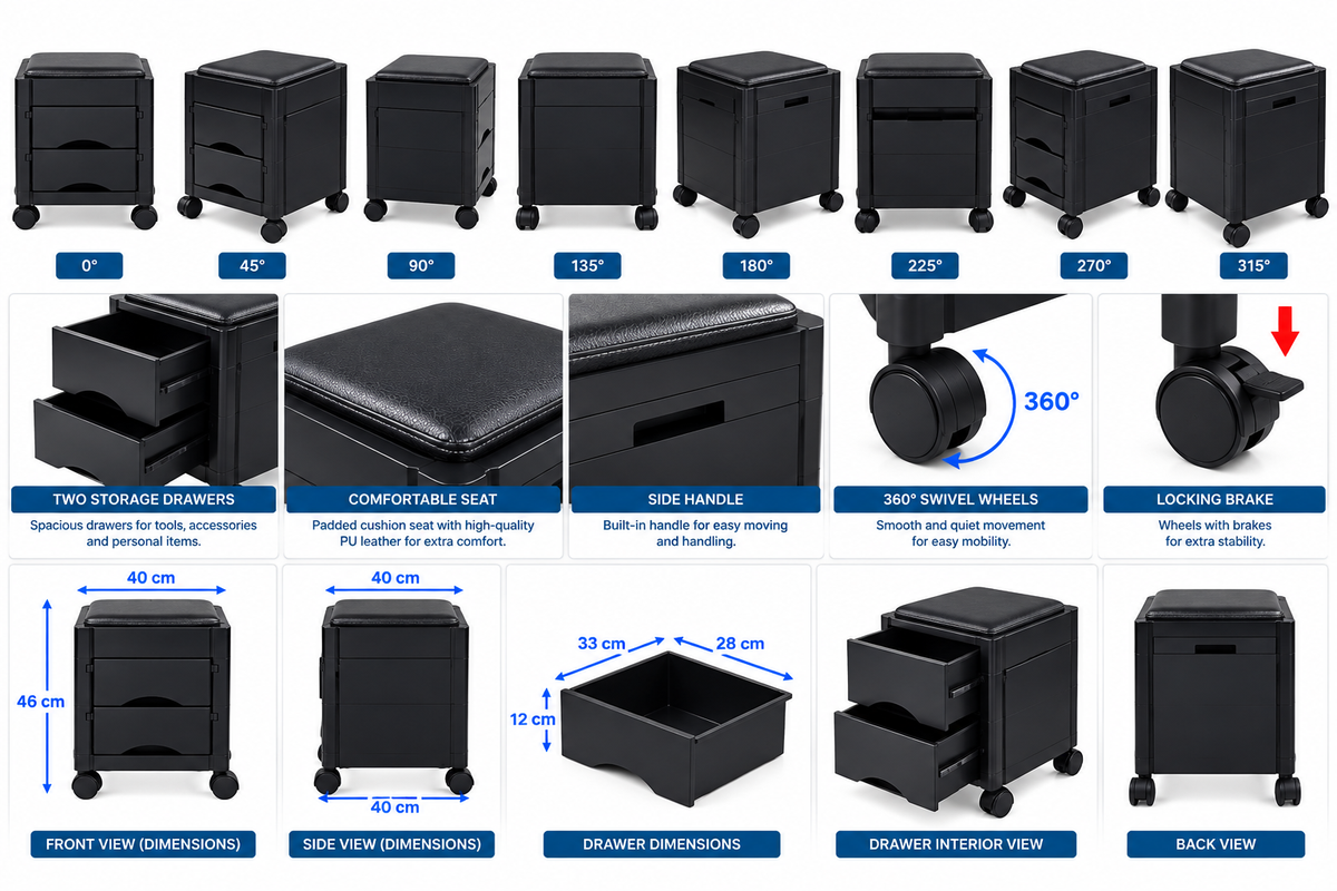 Professional Manicure Seat with Storage Drawers,