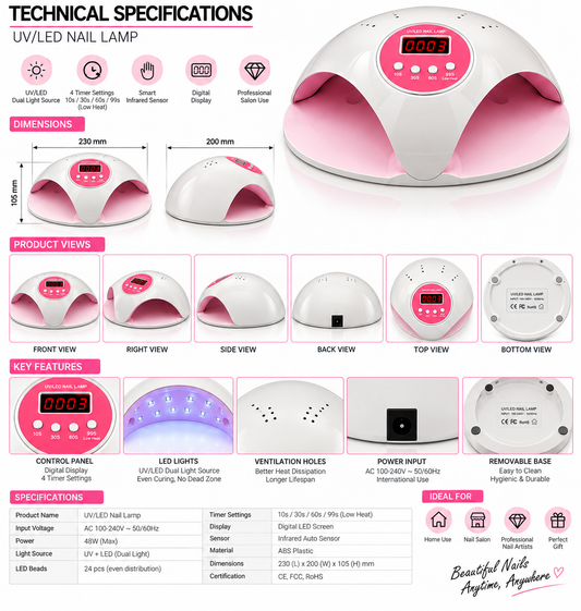 Professional Nail Dryer UV/LED Nail Lamp for Gel Polish