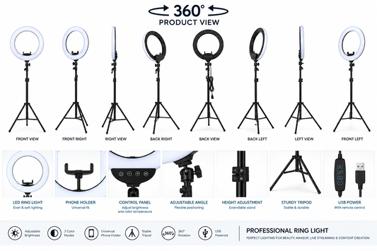 Professional LED Ring Light with Stand for Makeup & Photography