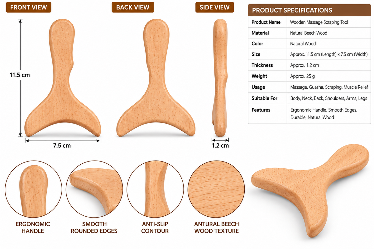 Wooden Gua Sha Massage Tool for Body & Leg Therapy