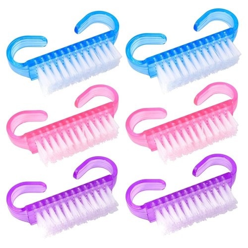 La Perla Tech, Handle Grip Nail Brush(Assorted Color), Fingernail Scrub Cleaning Brushes 6 Pics