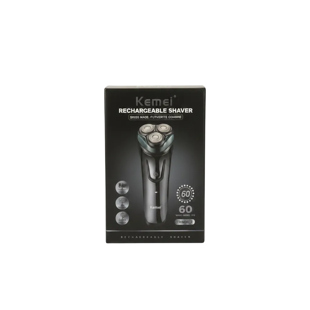 Kemei rechargeable shaver with triple rotary blades