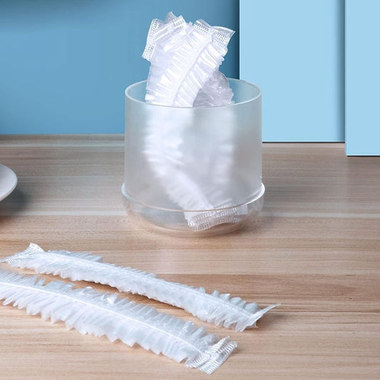 La Perla Tech 100PCS Disposable Shower Caps, Plastic Clear Hair Cap Thick Waterproof Bath Caps