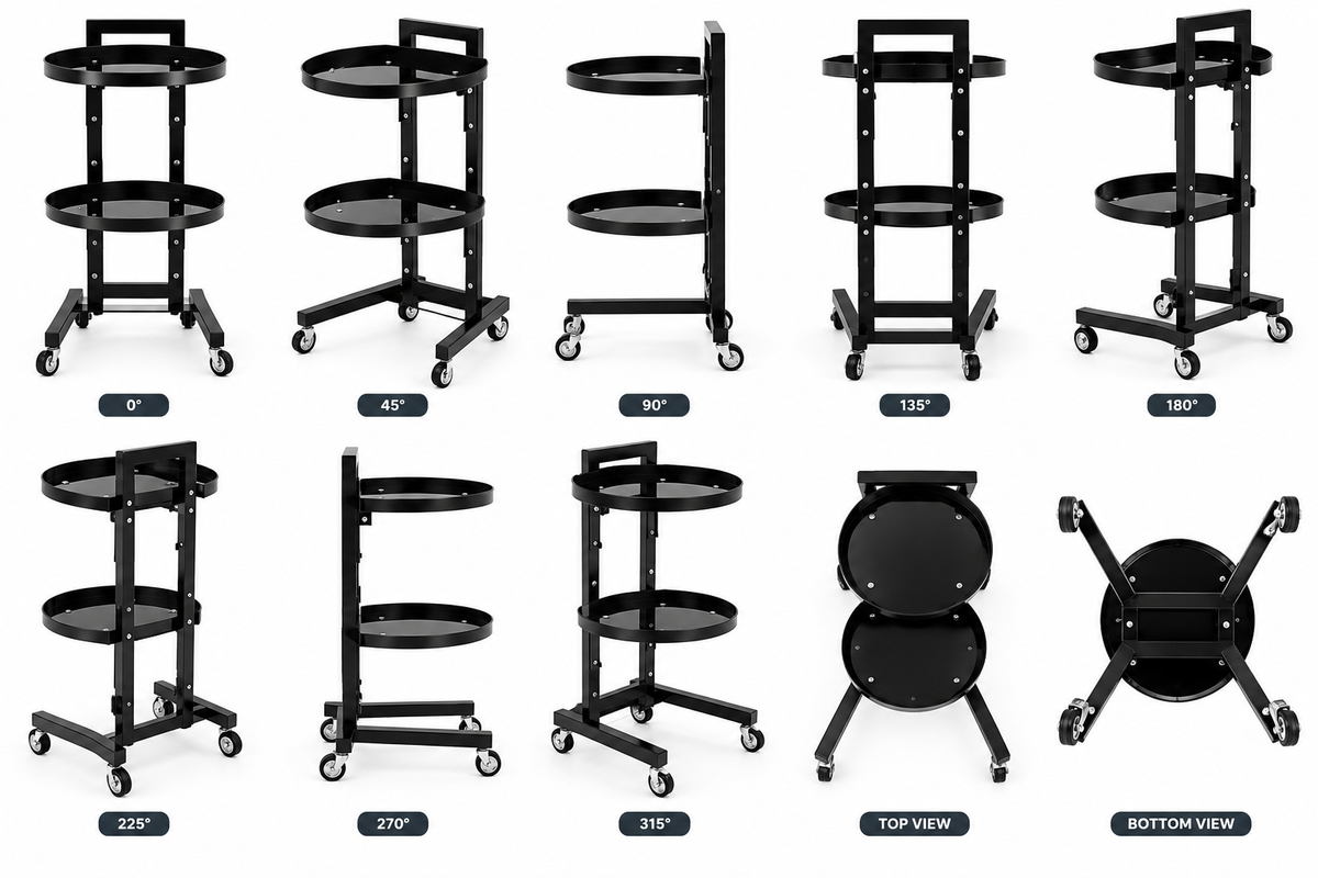 2 Tiers Movable Adjustable Salon Tray Station Hairdressing  Salon Trolley