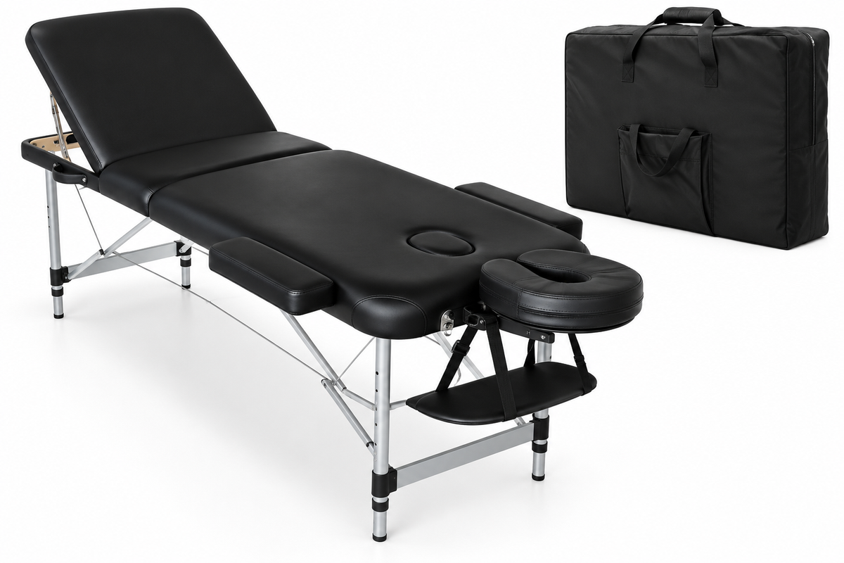 3-Fold Portable Massage Table with Carry Case – Heavy-Duty Aluminum