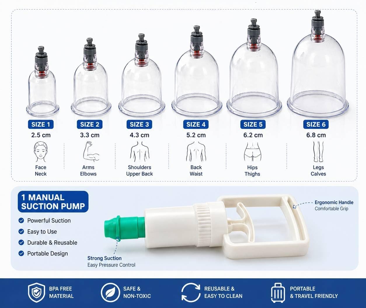 HIJAMA Vacuum Cupping Set for Health Care Portable Body Relaxation Massager & Manual Therapy Cups Traditional Chinese Therapy Cupping Kit 12 Pcs