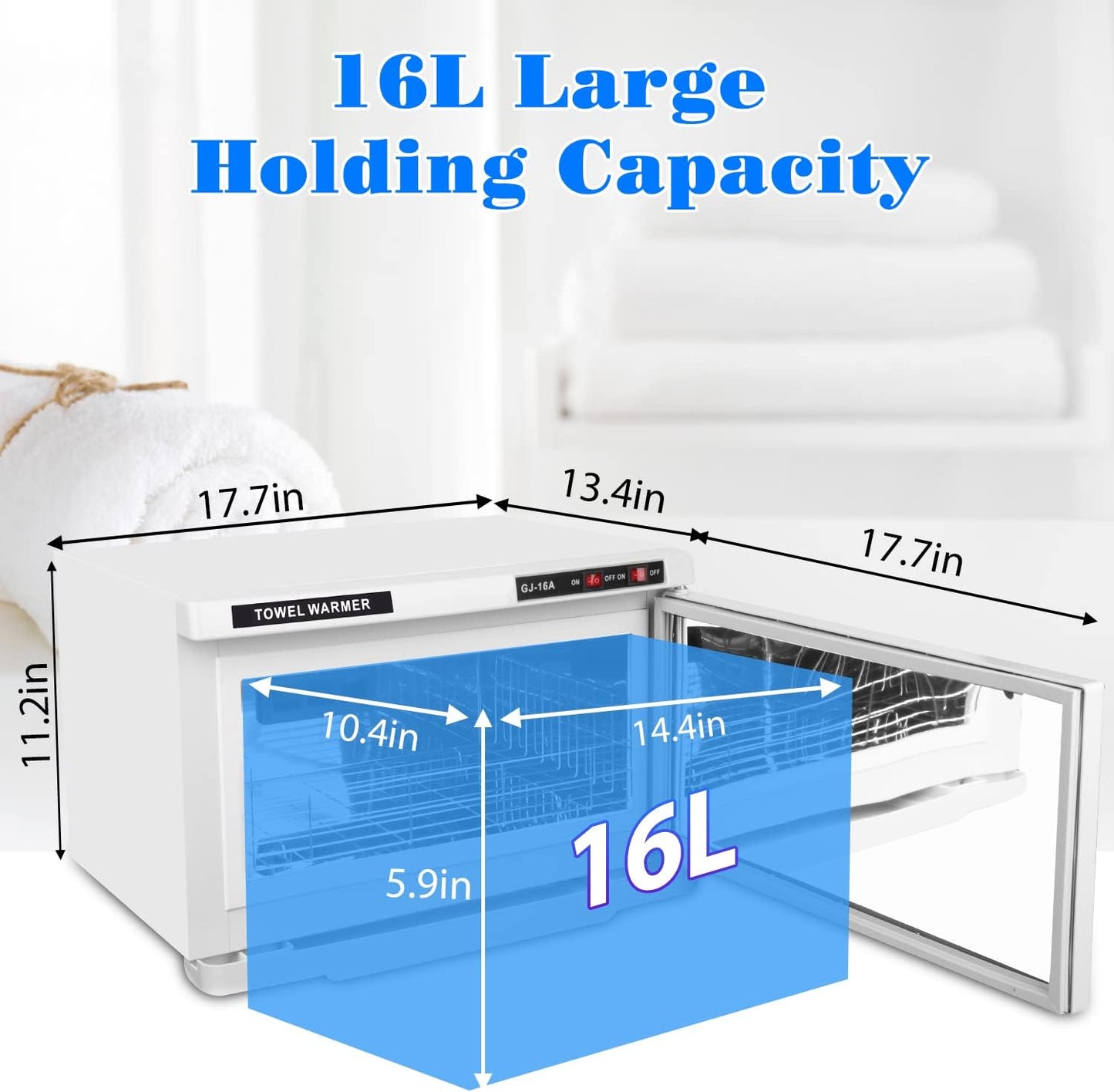 La Perla TechHot Towel Warmer Towel Heater Cabinet 16 Liter, CE Certificated Mini for Home Bathroom Office Spa Barber Salon Gym Facials