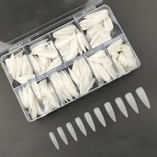 Professional False Nails Tips Long Natural Fake Nail Art Tips Flat Shape Full Cover Manicure 10 Sizes 500Pcs/Box