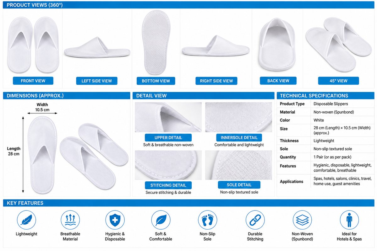 6 Pairs Disposable Foam Slippers – Professional Salon & Spa Use