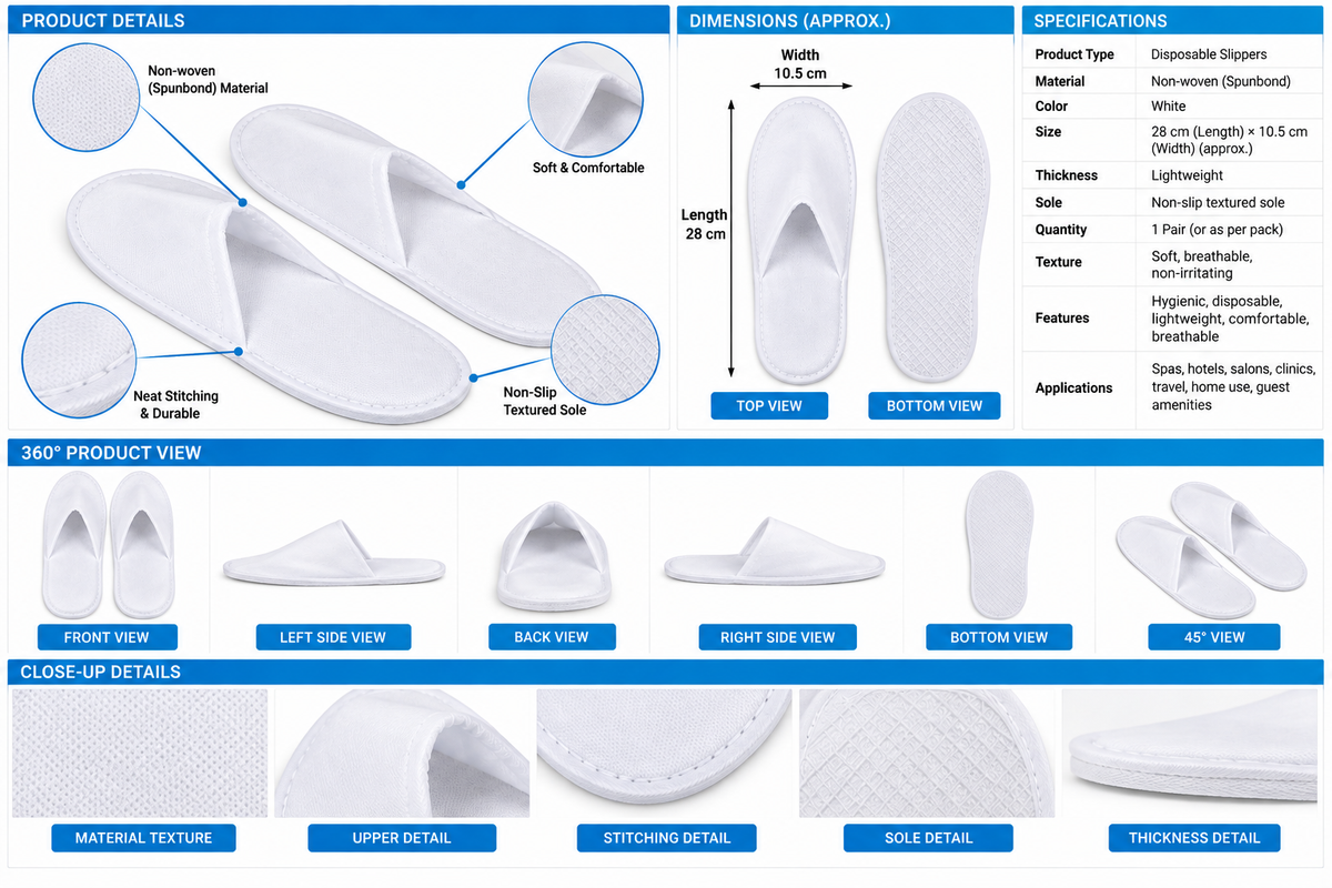 6 Pairs Disposable Foam Slippers – Professional Salon & Spa Use