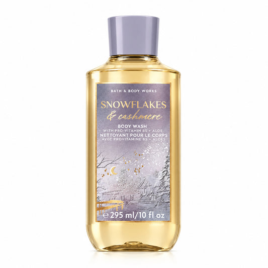 Bath & Body Works Snowflakes & Cashmere body wash bottle on a white background