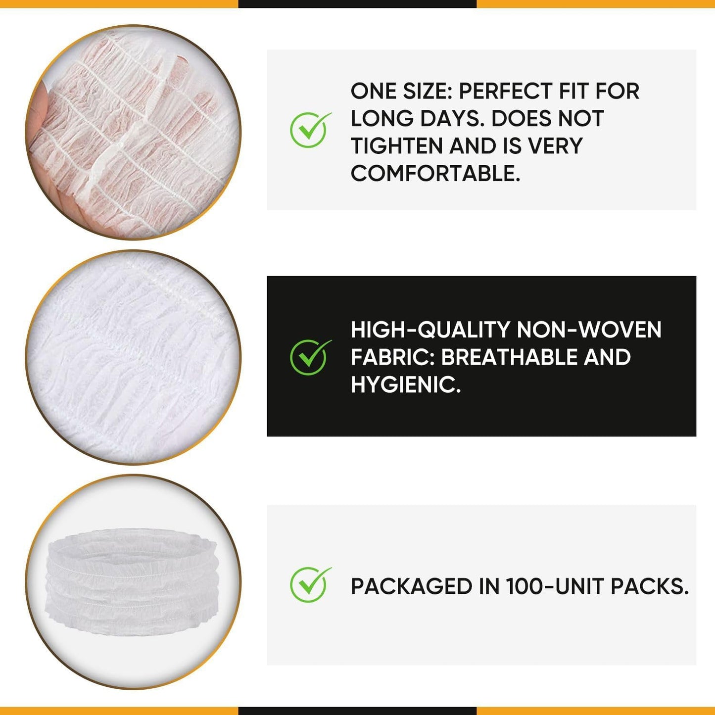Disposable Headband Cosmetic Hair Band Women's Spa Headband Non-Woven Hair Band Elastic 100 pics