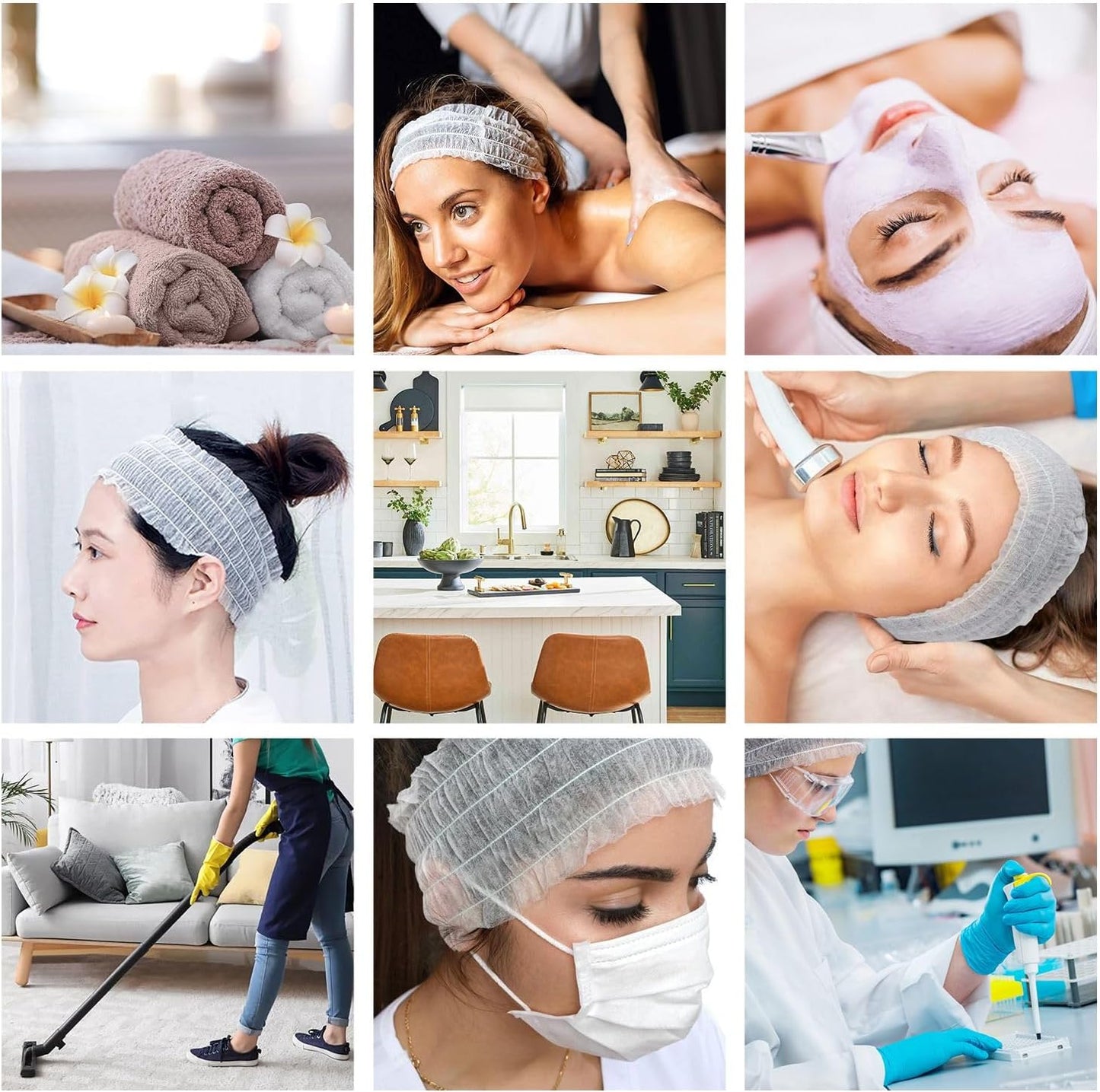 Disposable Headband Cosmetic Hair Band Women's Spa Headband Non-Woven Hair Band Elastic 100 pics