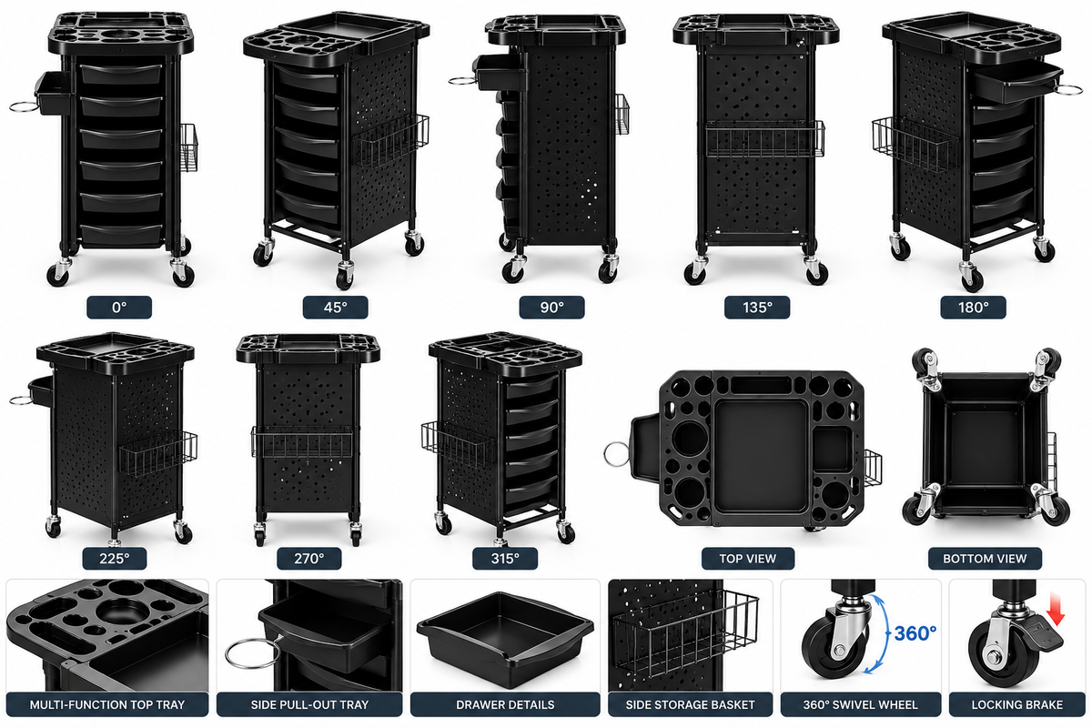 Professional Hair Dye Trolley metal Salon Color Storage Cart 180A