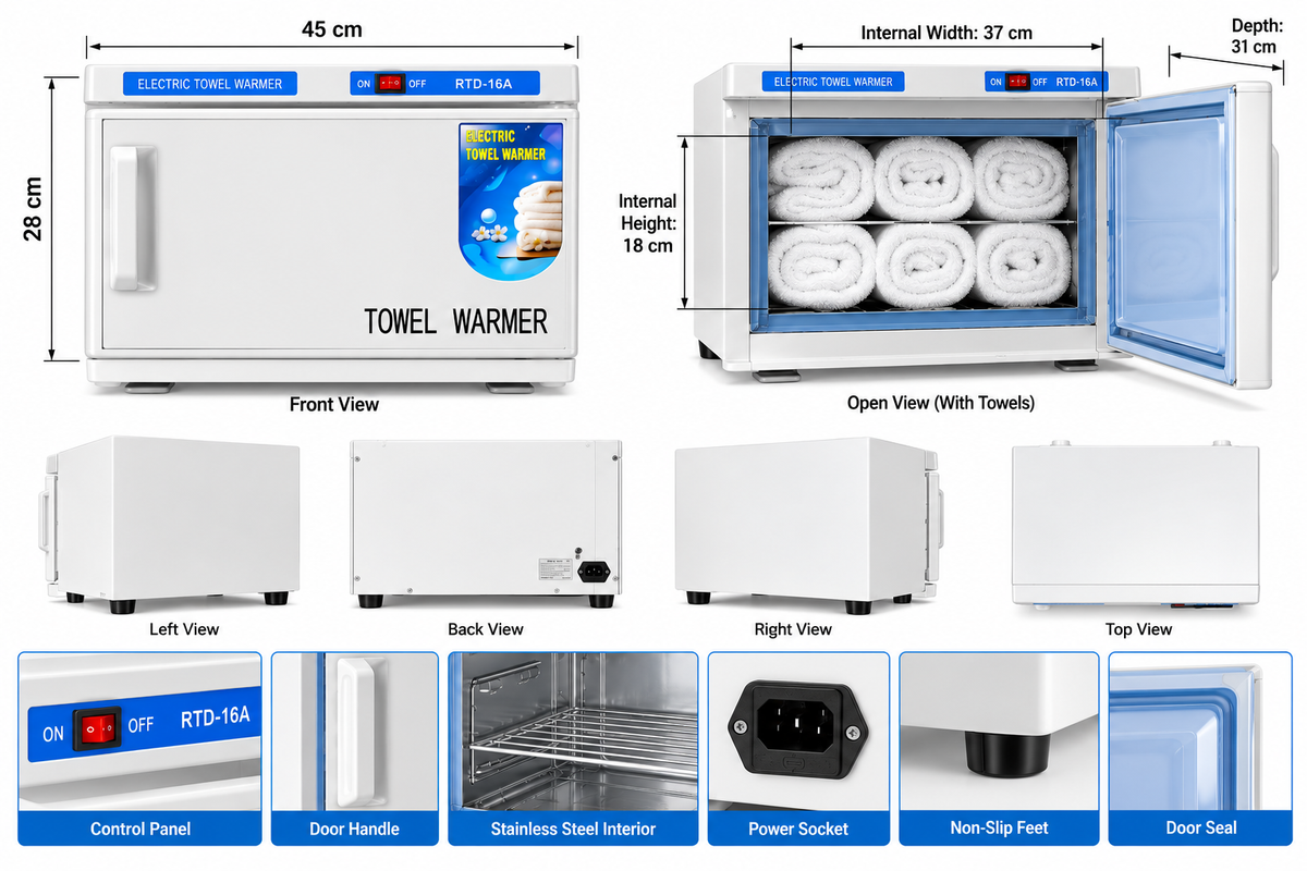Professional Towel Heater for Spa, Salon & Barber 16L Hot Towel Warmer Cabinet