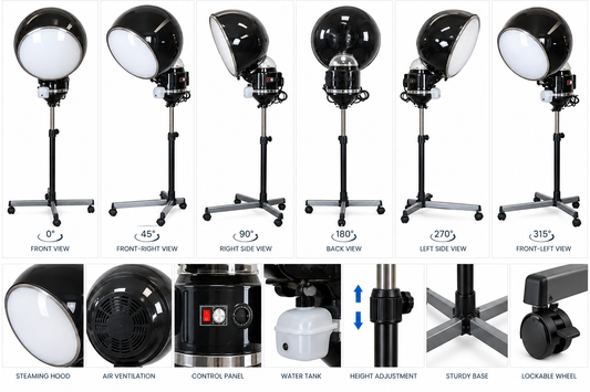Professional Salon Hair Steamer with Rolling Stand