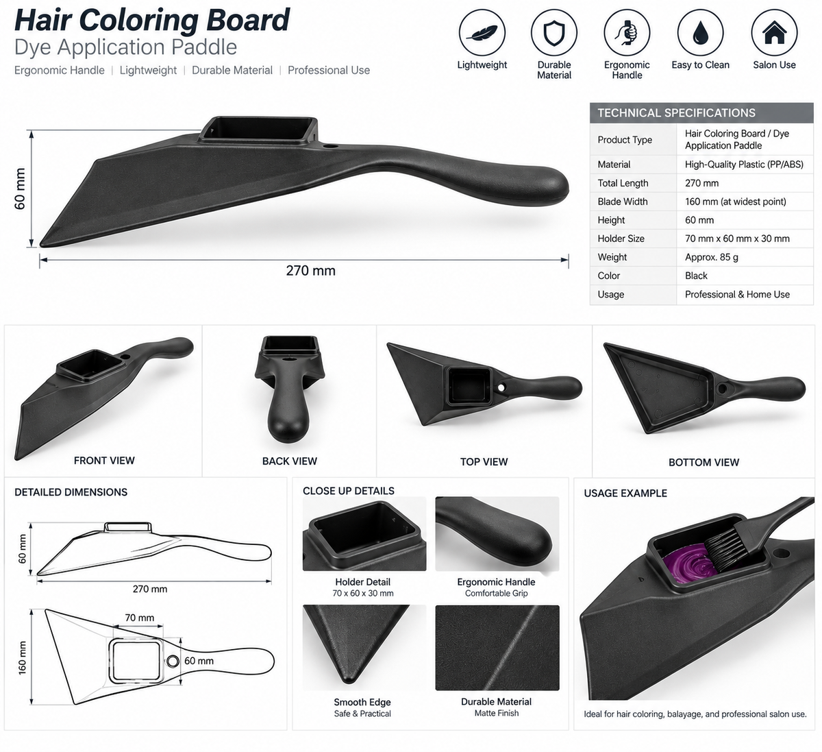 Hair dye spatula for smooth color application