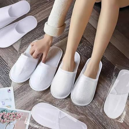 White Disposable Slippers, Cotton Closed Toe Spa Slippers 3 PAIR