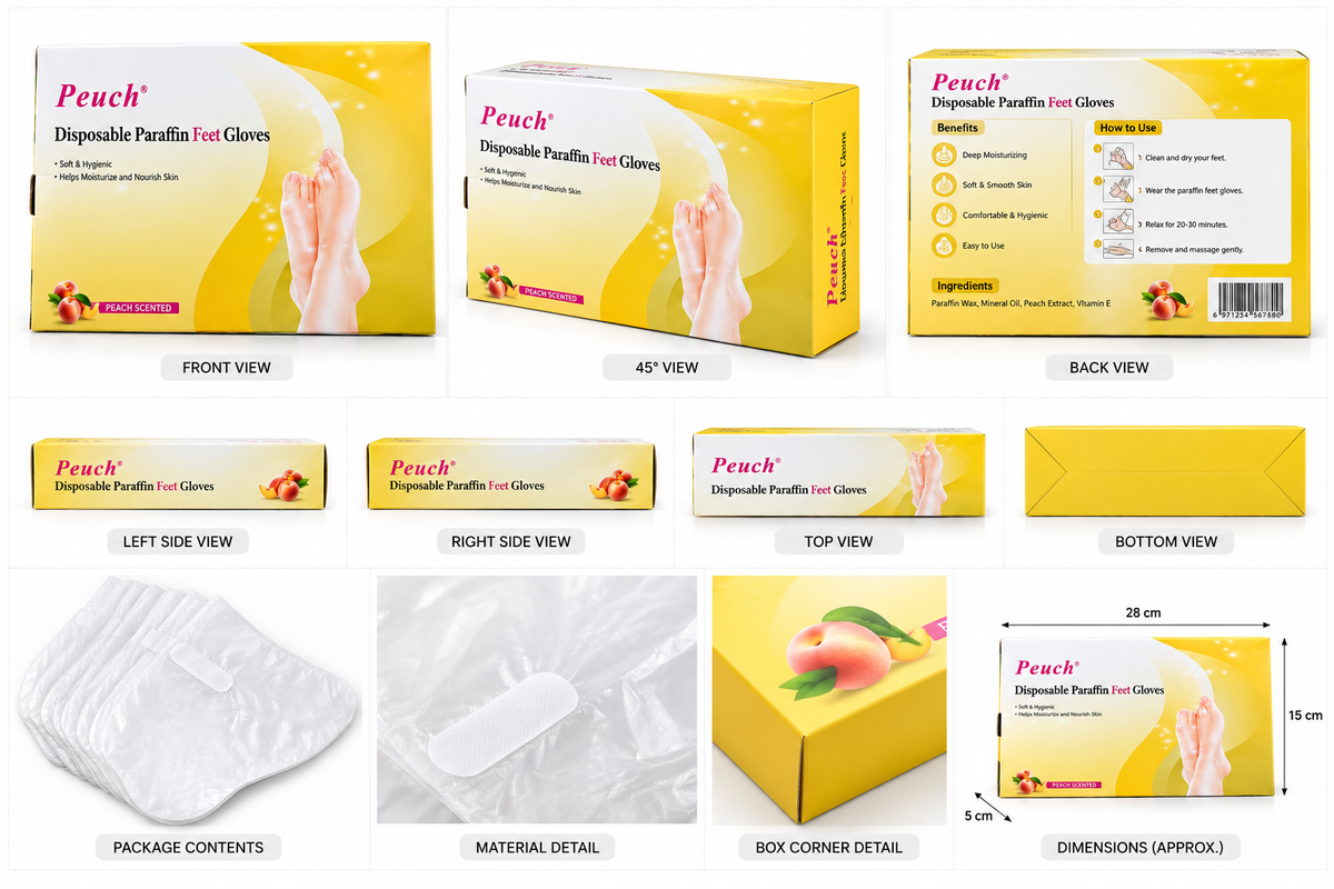disposable peach and lavender paraffin gloves