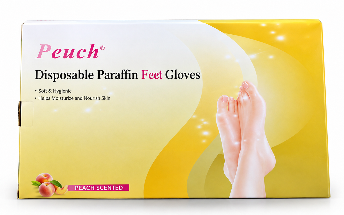 disposable peach and lavender paraffin gloves