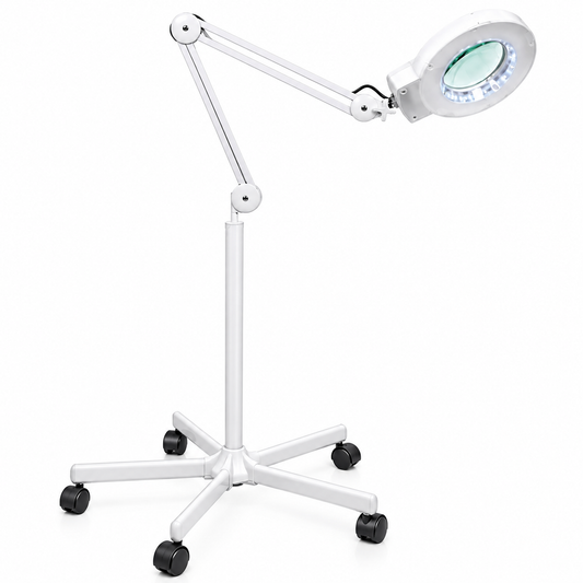 Professional 5X LED Magnifying Lamp with Rolling Stand for Salon & Spa