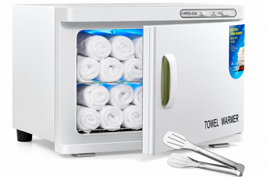 Hot Towel Warmer, Uv Sterilization, 23L Extra 2 Stainless Steel Racks, White