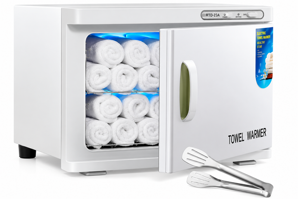 Hot Towel Warmer, Uv Sterilization, 23L Extra 2 Stainless Steel Racks, White