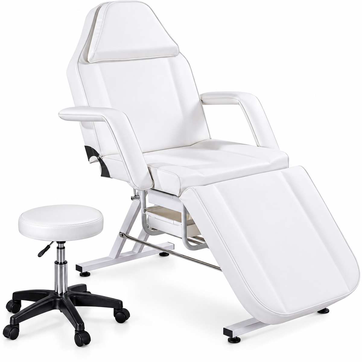 Facial-Massage Salon-Clinic Chair 3-Section Esthetician Bed with Hydraulic Stool