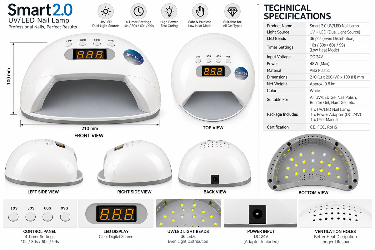 Professional Nail Dryer UV/LED Nail Lamp for Gel Polish