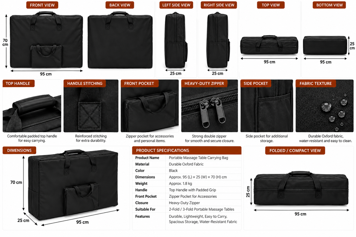 Portable Massage Bed Carry Case Protective Travel Bag for Folding Massage Tables