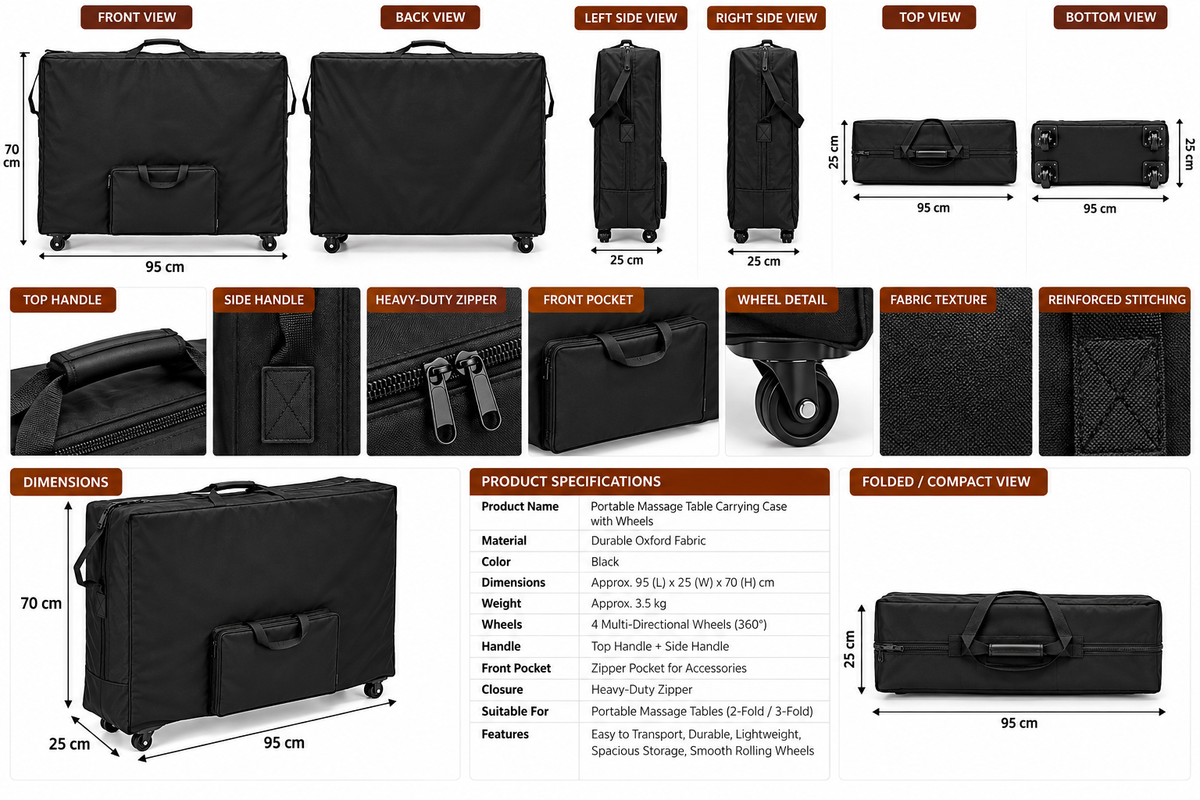 Portable Massage Bed Carry Case with Wheels