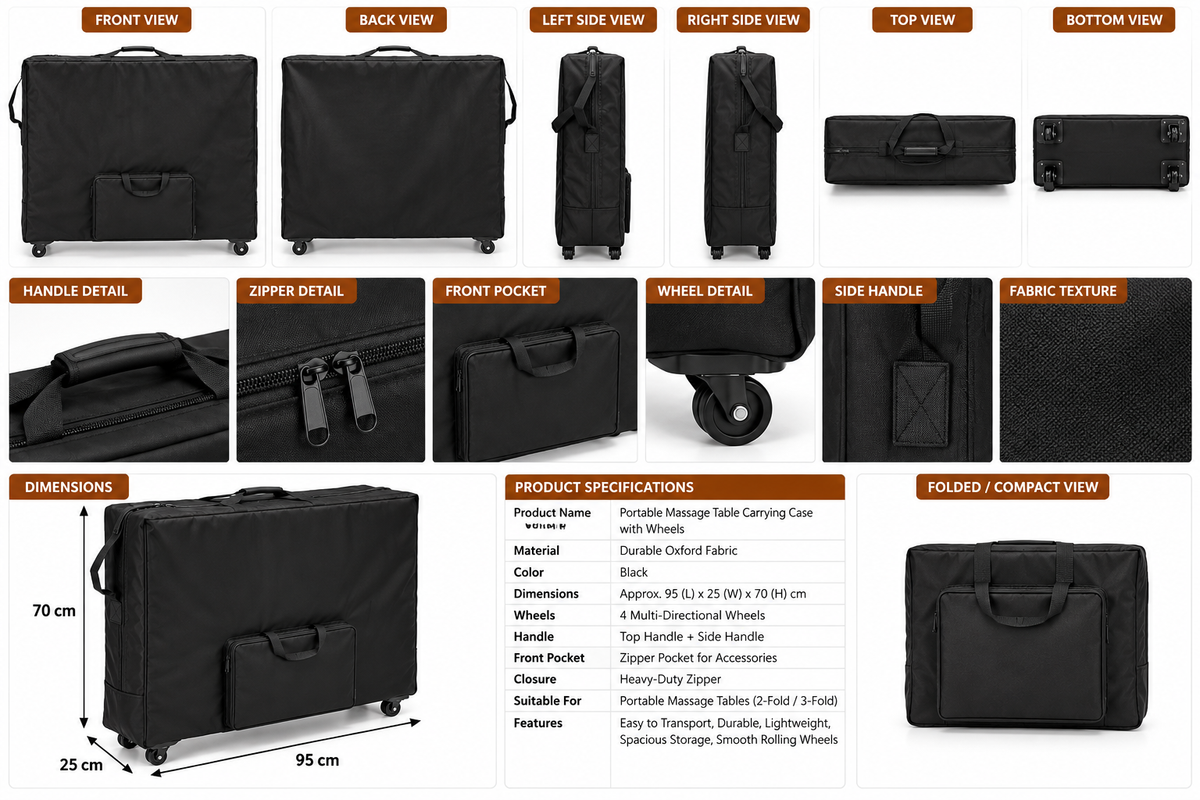 Portable Massage Bed Carry Case with Wheels