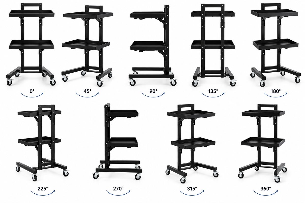 Professional Rolling Salon Trolley with Acrylic Trays