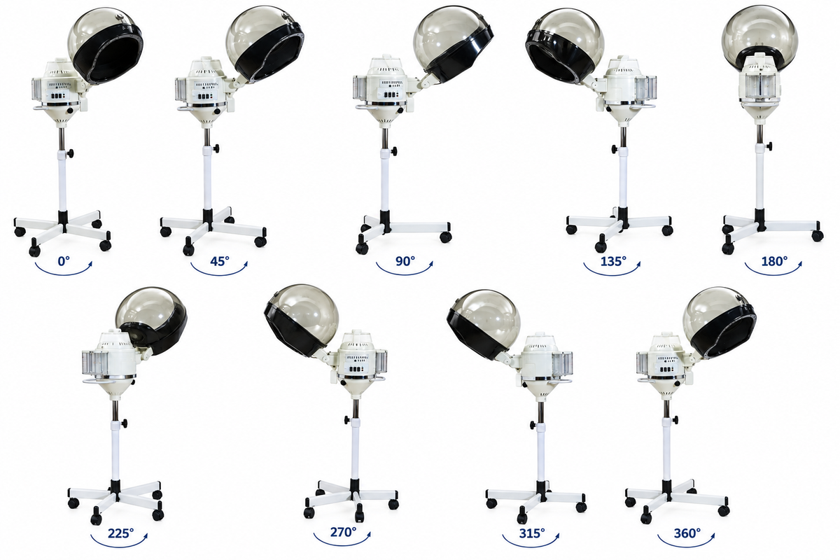 Professional Hair Steamer with Rolling Stand, Adjustable Height, Salon Equipment