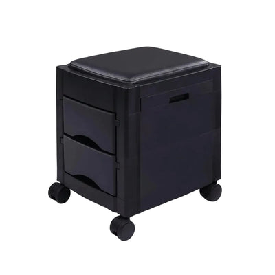 Black rolling storage cart with drawers on a white background