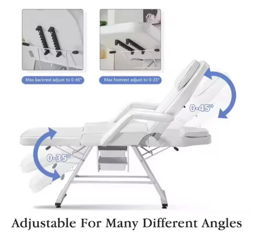 Facial-Massage Salon-Clinic  Chair 3-Section Esthetician Bed with Hydraulic Stool