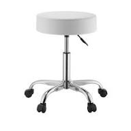 La Perla Tech Professional Salon Stool Adjustable Rolling Swivel Chair-White