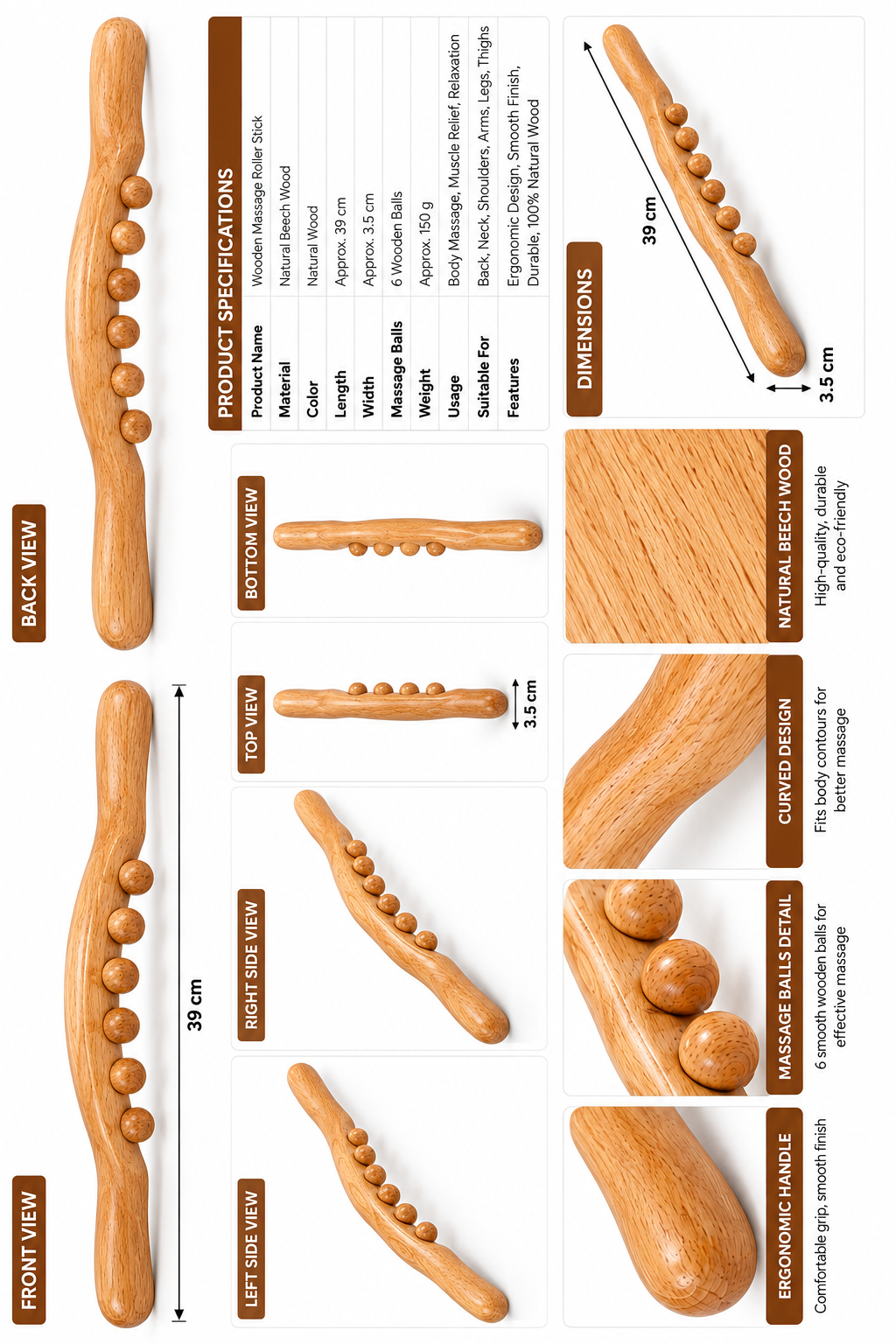 Wood Therapy Massage Stick / Tools Guasha Massage Wooden Roller