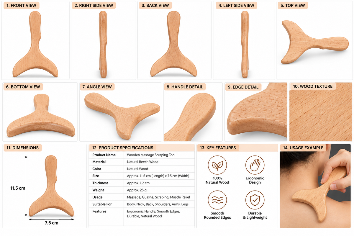 Wooden Gua Sha Massage Tool for Body & Leg Therapy