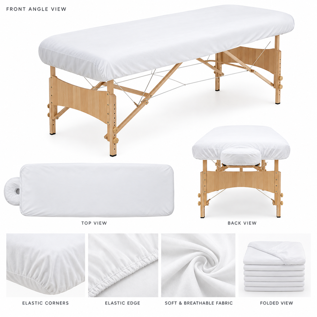 Disposable Massage Table Sheets — Non-Woven Fabric with Elastic/Rubber Fitted Edges 10 pics