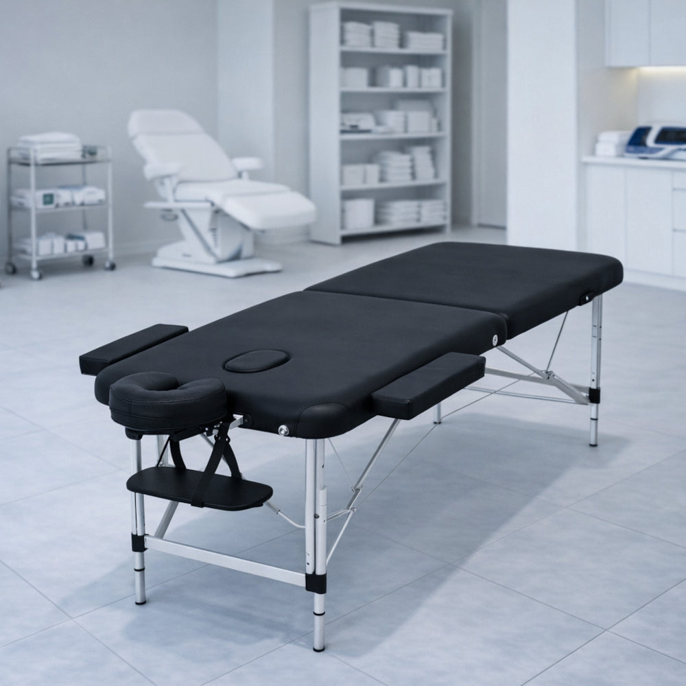 La Perla Tech professional massage bed aluminum base 2-FOLD black color