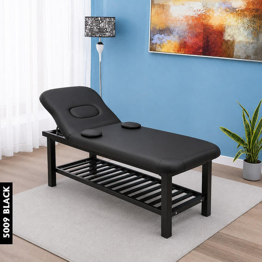 Professional Adjustable Massage & Esthetician Bed with Removable Headrest – Black