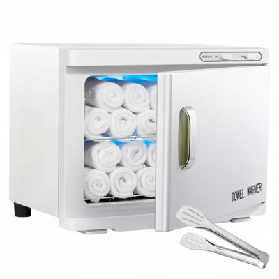 Hot Towel Warmer, Uv Sterilization, 23L Extra Large Capacity, Two Stainless Steel Racks, White